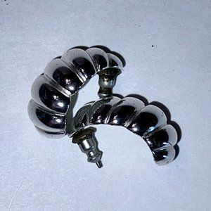 Crescent Moon Shape Earrings with a Seashell Texture